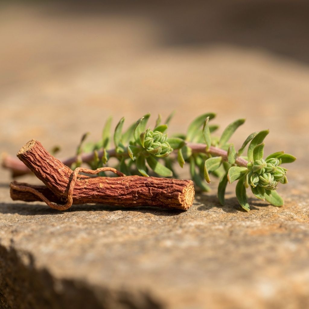 Rhodiola rosea getrocknete Wurzel auf Steinoberfläche